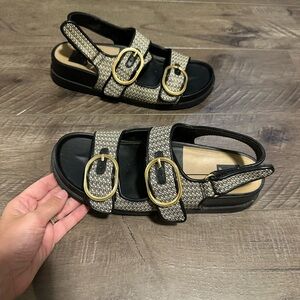 Dolce Vita Starla Sandals Black Natural Raffia 8.5